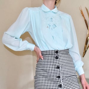 Vintage Mint Appliqué Blouse Size 8 image 2