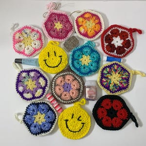 Handmade Crochet Bag Charm, Small Pouch, Purse, Earbud Case