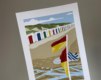 Póster, «Woolacombe», digital, arte, impresión, North Devon