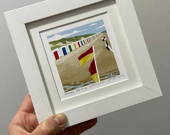 Miniatura, Arte, Giclée, Impresión “Mañana de verano, Woolacombe”, digital, arte, firmado, montado, enmarcado