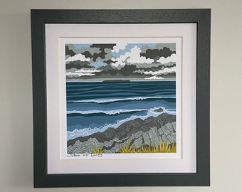 Art print “Storm over Lundy”, digital, Giclee, art, high quality, limited edition, signed, mounted, unframed/framed