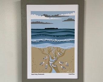 A4, Art Print, “Beach Party, Woolacombe”, Families in Grief, charity, digital, art, signed, mounted, unframed/framed