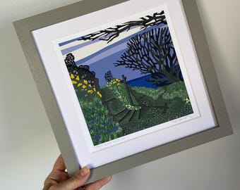 Giclée, impresión "Torrs Walk at Dusk", digital, arte, suroeste, sendero costero, Ilfracombe, Devon
