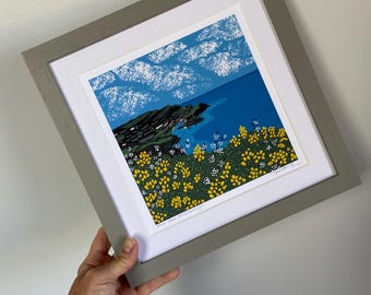 Giclée, impresión "Vista desde Hillsborough", digital, arte, suroeste, sendero costero, Ilfracombe, Devon