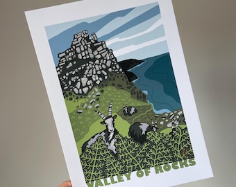 Póster, «Valle de las Rocas», digital, arte, impresión, North Devon
