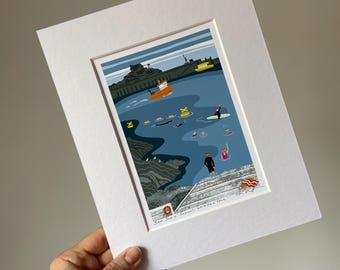 Impresión giclée «Escuela de natación marina, Larkstone Cove», original, digital, arte