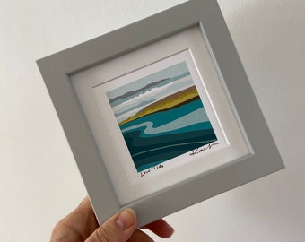 Miniature Art Print “Low Tide”, digital, art, signed, mounted, framed