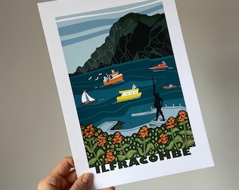 Póster, «Ilfracombe», digital, arte, impresión, North Devon