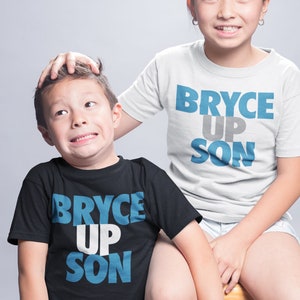 Bryce Up Son Bryce Young Youth Tee Carolina Panthers #1 Draft Pick QB Charlotte NC South North Carolina Alabama Bama Roll Tide Kids T-Shirt
