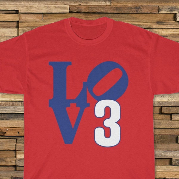 Bryce Harper Love Park Logo 3 T-Shirt for fans of Philadelphia Phillies Baseball Philly 215 267 Red Unisex Jersey Style Tee Shirt TShirt