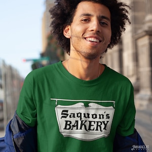 Koszulka dla fanów Saquon Barkley Saquon's Bakery South Philly Sarcones Bakery Philadelphia Eagles Let Saquon Cook Fly Eagles Fly PA Koszulka unisex