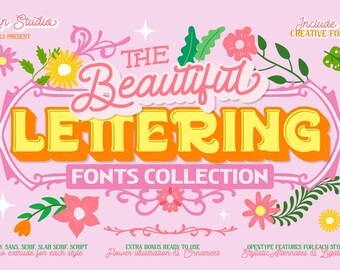 The Beautiful Lettering Fonts Collection | Instant Download for Cricut and Silhouette | Cool Procreate and Canva Fonts | OTF, TTF, SVG