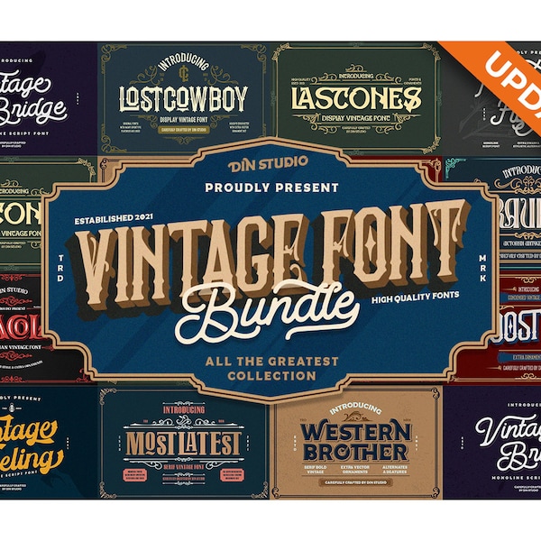 Vintage font Pack 2  | Fonts SVG | Instant Digital Download |Procreate Fonts | Canva Fonts| Cricut Silhouette Design Space Fonts | Dxf | ttf