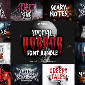 Paquete especial de fuentes de terror: descarga instantánea para Canva y Procreate, fuentes de Halloween, fuentes de misterio aterrador