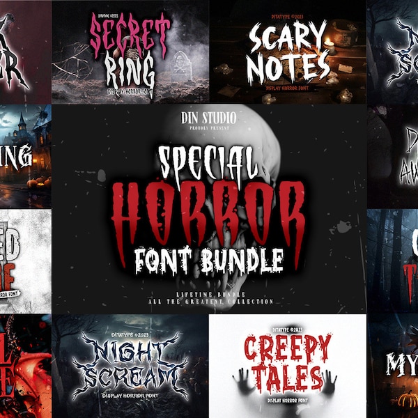 Special Horror Font Bundle |Spooky fonts | Halloween fonts| Instant Download | Scary font| Canva Font | Procreate Fonts | Mystery Fonts |