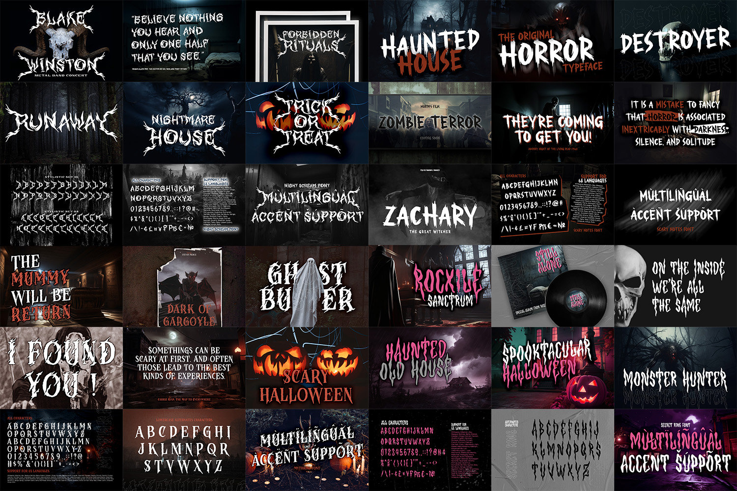 Special Horror Font Bundle Instant Download for Canva & Procreate ...