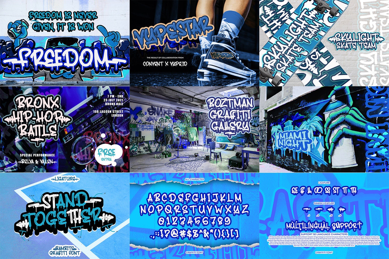 Graffiti Font Bundle | 10 Urban Street Fonts for Canva, Cricut ...