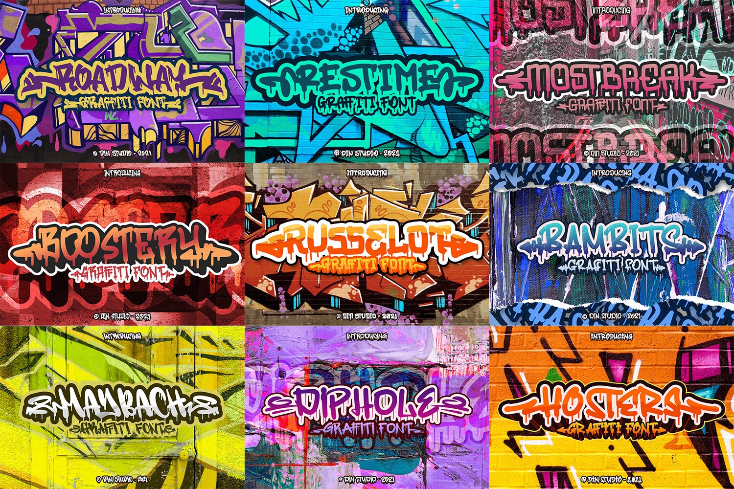 Graffiti Font Bundle | 10 Urban Street Fonts for Canva, Cricut ...