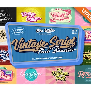 Pacote de fontes Retro Script 2: download instantâneo para Canva, Cricut, Silhouette e Procreate