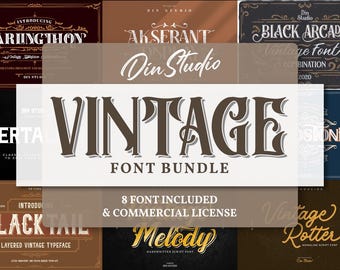 Vintage Font Bundle Vol.4 | 8 Retro Branding Fonts for Canva, Cricut & Procreate