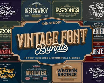 Vintage Font Bundle Vol.2 | 10 Retro Branding Fonts for Canva, Cricut & Procreate