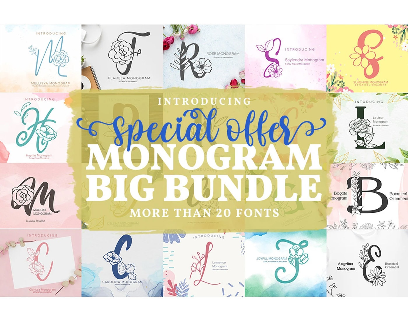 Monogram Font Bundle | 20 Wedding and Personalized Fonts for Canva ...