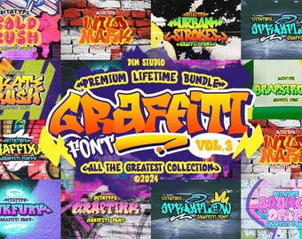 Graffiti Font Bundle Vol 3 | SVG, Otf, Ttf Files | DIY Projects Instant Download for Crafters