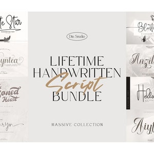 Paquete de fuentes manuscritas de por vida: fuentes elegantes para diseños de logotipos, Canva, Cricut, Procreate