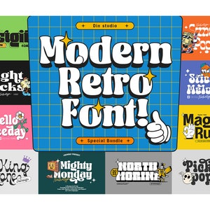 Modern Retro Font Pack: Stylish Typography Art | Instant Download for Cricut & Silhouette | Procreate Brushes