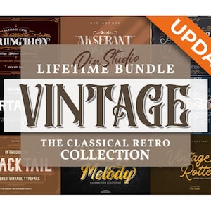 Paquete de fuentes vintage / SVG y TTF / Descarga digital / Cricut y Canva / Compatible con Procreate
