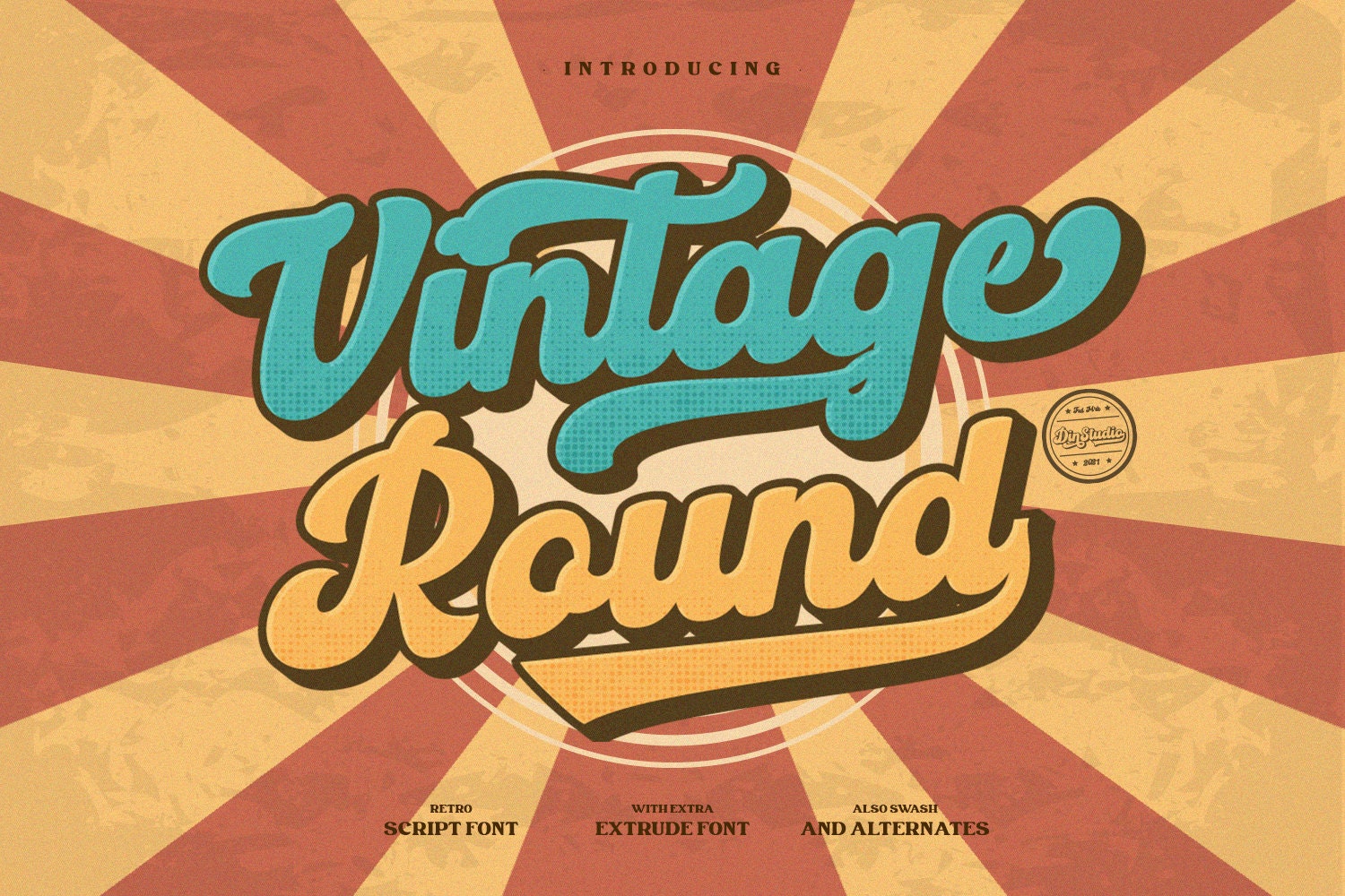 Vintage Round Font Instant Digital Download Vintage & Etsy