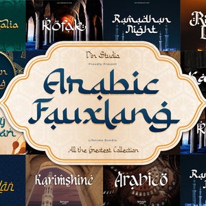 Lot de polices de caractères arabes | Téléchargement instantané | Polices d'écriture et d'affichage élégantes | Designs élégants pour le Ramadan