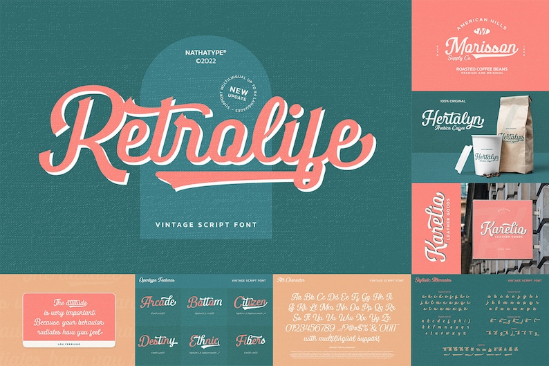 Retro Script Font Bundle | 10 Vintage Logo & Branding Fonts for Canva ...