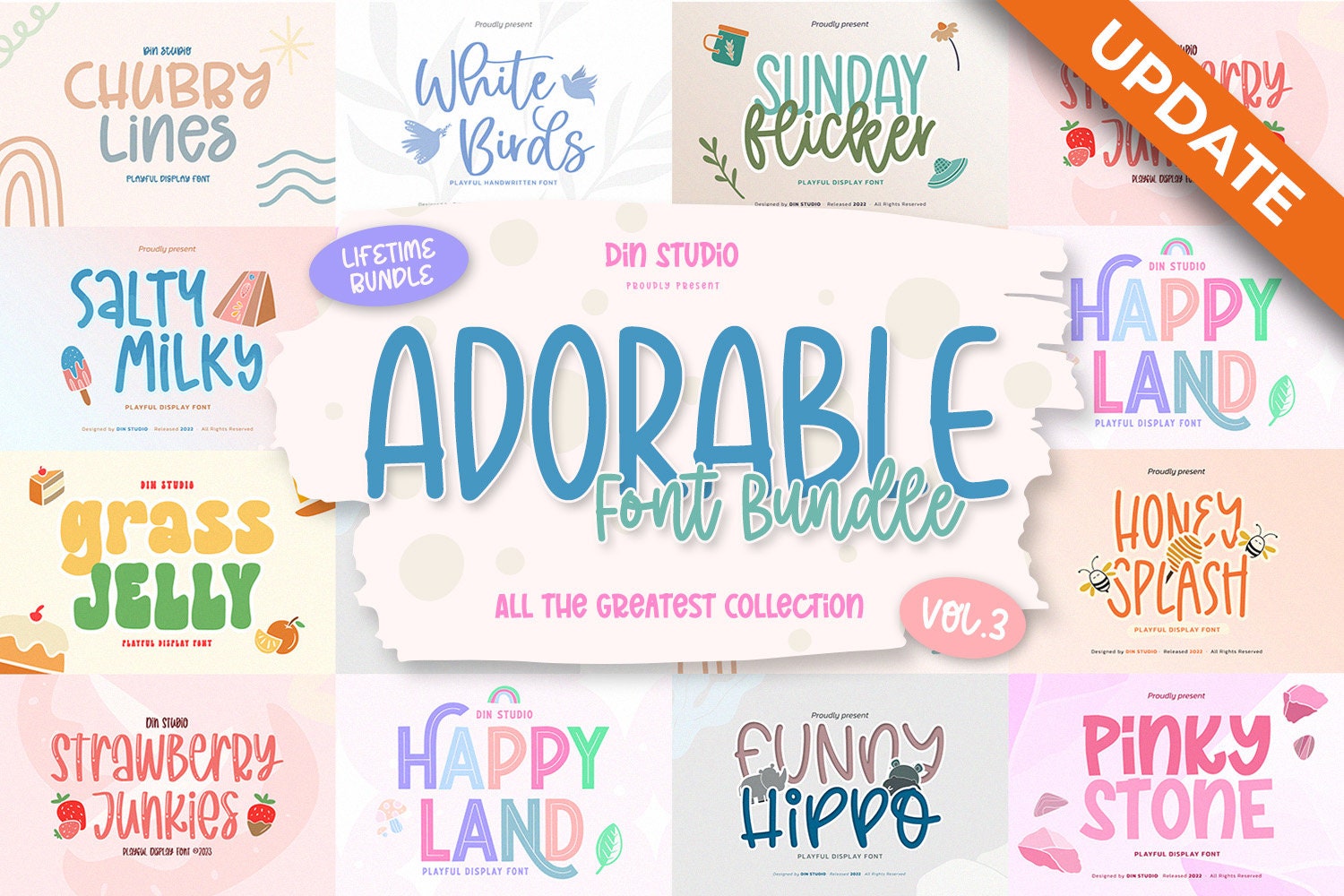 Adorable Font Bundle Vol. 3 – 10 fuentes vintage modernas SVG | Descarga instantánea para Cricut, Canva, Procreate
