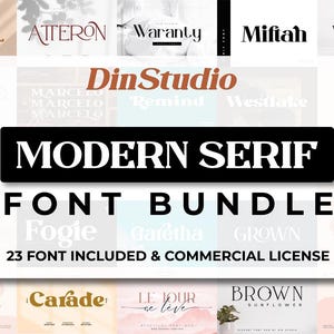 Lot de polices Modern Serif | 23 polices de caractères élégantes pour Canva, Cricut et Procreate
