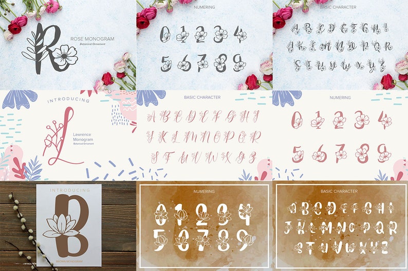 Monogram Font Bundle for Weddings & Crafting | Farmhouse and Floral ...