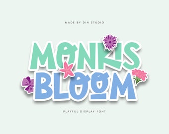 Monkis Bloom Display Schrift - Verspielte Typografie für Canva, Cricut, Procreate | Sofort Download
