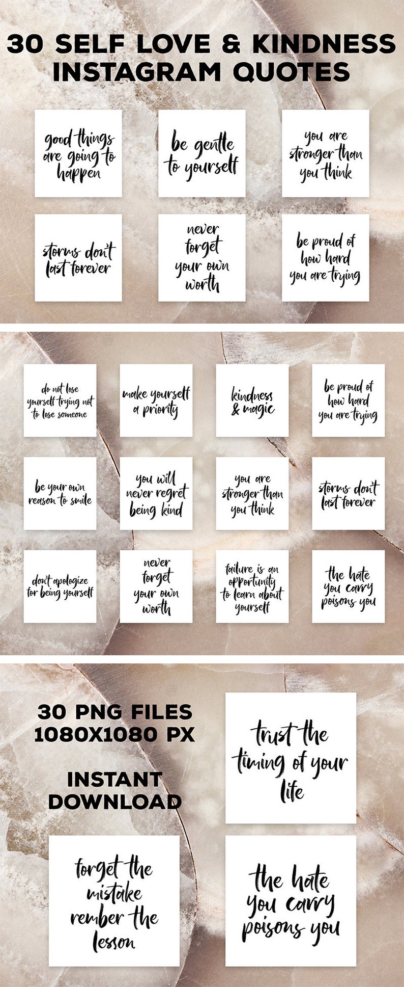 Self Love Quotes Instagram Post Pack Quotes Kindness Self | Etsy