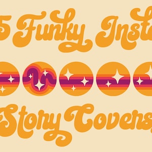 Funky Instagram, Insta Story Cover Icons Retro, Instagram Stories Highlights, 70s Branding Kit, Vintage Social Media Trippy, IG Icons Groovy