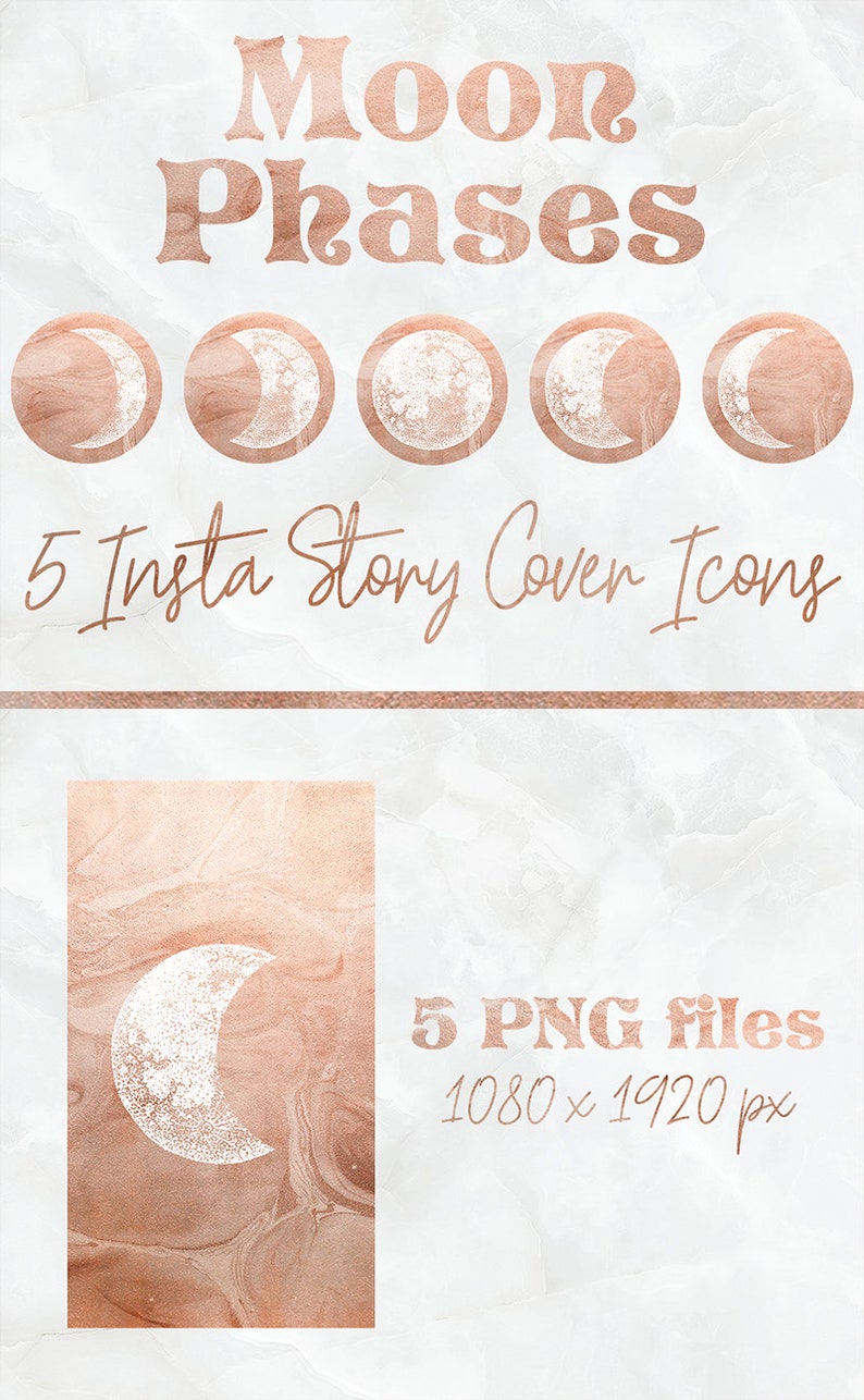 Pink Moon Phase Insta Story Cover Icons Boho Instagram | Etsy