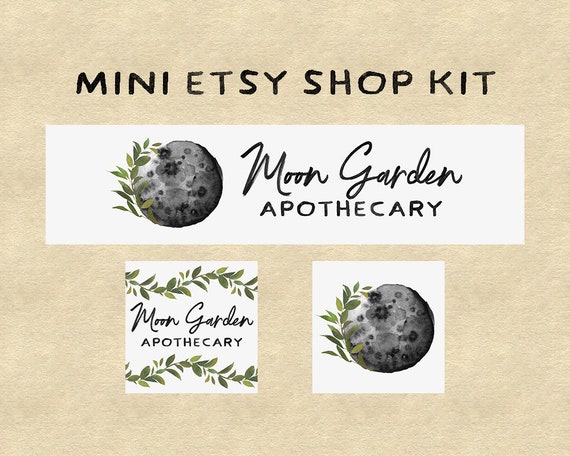 Boho Etsy Shop Kit Etsy Banner Watercolor Moon Logo Etsy Etsy
