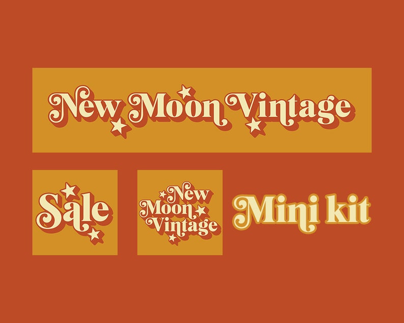 Vintage Etsy Shop Set Stars Etsy Branding Kit Boutique Retro Etsy