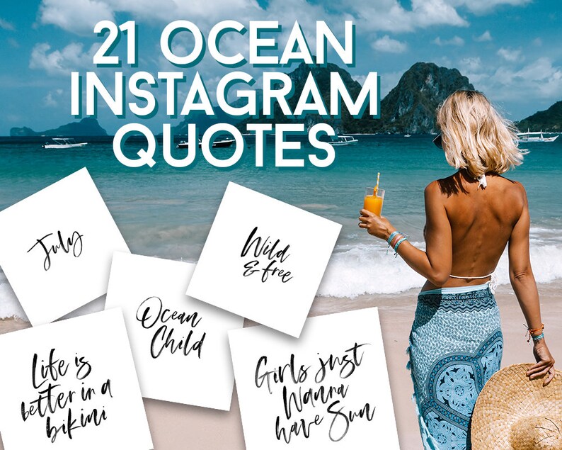 Instagram Templates Boutique Branding Kit Surfer Style Boho Chic Swimwear Branding Instagram Quotes Insta Graphics Ocean Quote Summer