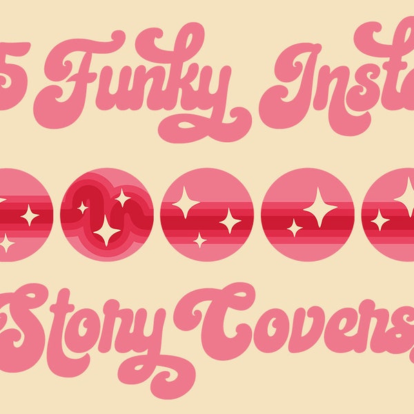 Funky Instagram, Insta Story Cover Icons Retro, Instagram Stories Highlights, 70s Branding Kit, Vintage Social Media Trippy, IG Icons Groovy