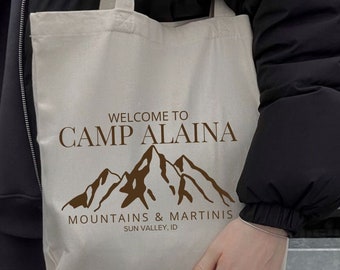 Personalized Mountain Bachelorette Tote Bag, Camp Tote Bag Bridesmaid Gift, Party Favor Tote Bags for Wedding & Bachelorette Party