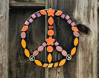 Peace Sign Flower Peace Sign Mosaic Peace Sign Orange