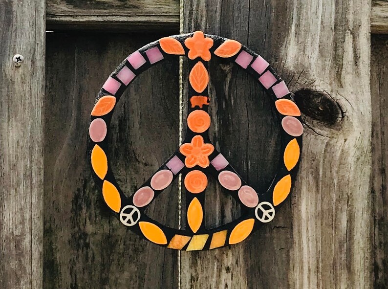 Peace Sign Flower Peace Sign Mosaic Peace Sign Orange