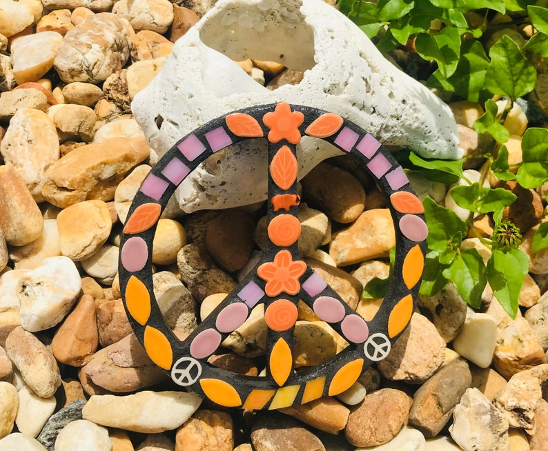 Peace Sign Flower Peace Sign Mosaic Peace Sign Orange