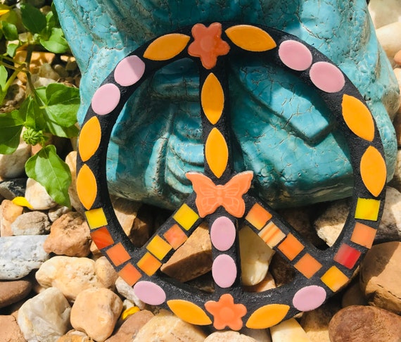 Peace Sign Flower Peace Sign Mosaic Peace Sign Orange