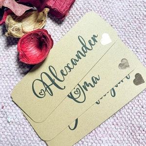Tischkarten Hochzeit – Kraftpapier Namensschild für Hochzeitsfeier, Persönliche Tischkarten & Namenskarten